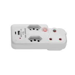 SWITCHED 3 PIN Adaptor-1x16A 2X5A 3PIN EuroType C+Type A Medium Surge