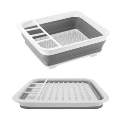 CheffyThings Folding Dish Rack Grey and White