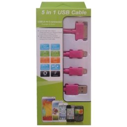USB Mobile Data Cable 4 in 1 Pink