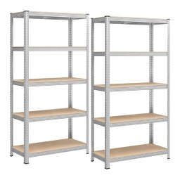Songmics 5-Tier Industrial Style Storage Shelf, Set of 2, Silver