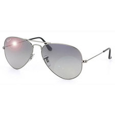 Ray-Ban Original 004/7855 Polarized Aviator Sunglasses,Gunmetal Frame/Blue Gradient Gray Lens,One Size