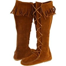 Minnetonka Front Lace Hardsole Knee-Hi Boot